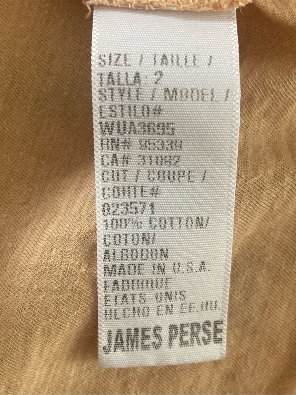 James Perse V-Neck Short Sleeve Tee in Peach 100% cotton women’s size 2 medium - Picture 4 of 5